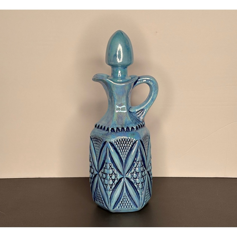 Geraldine Ceramic Decanter Unisex OS Blue Excellent Iridescent Geometric Star
